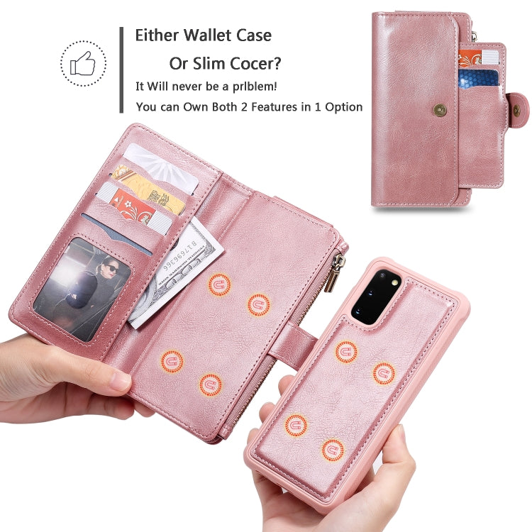 For Galaxy S20 Multifunctional Retro Detachable Magnetic Horizontal Flip Leather Case with Card Slots & Holder & Wallet & Photo Frame(Pink) - Galaxy Phone Cases by buy2fix | Online Shopping UK | buy2fix