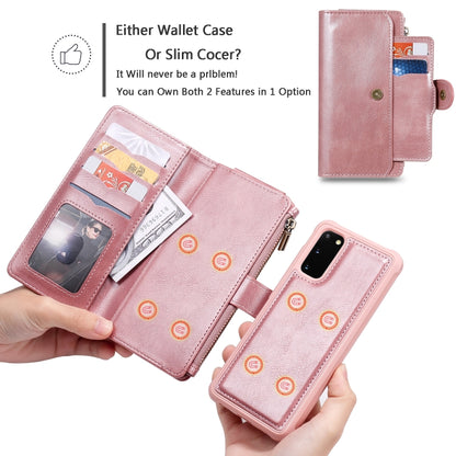 For Galaxy S20 Multifunctional Retro Detachable Magnetic Horizontal Flip Leather Case with Card Slots & Holder & Wallet & Photo Frame(Pink) - Galaxy Phone Cases by buy2fix | Online Shopping UK | buy2fix