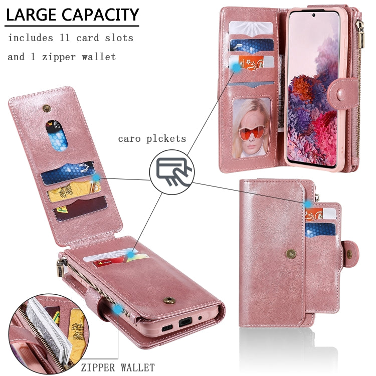 For Galaxy S20 Multifunctional Retro Detachable Magnetic Horizontal Flip Leather Case with Card Slots & Holder & Wallet & Photo Frame(Pink) - Galaxy Phone Cases by buy2fix | Online Shopping UK | buy2fix