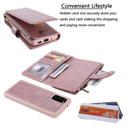 For Galaxy S20 Multifunctional Retro Detachable Magnetic Horizontal Flip Leather Case with Card Slots & Holder & Wallet & Photo Frame(Pink) - Galaxy Phone Cases by buy2fix | Online Shopping UK | buy2fix