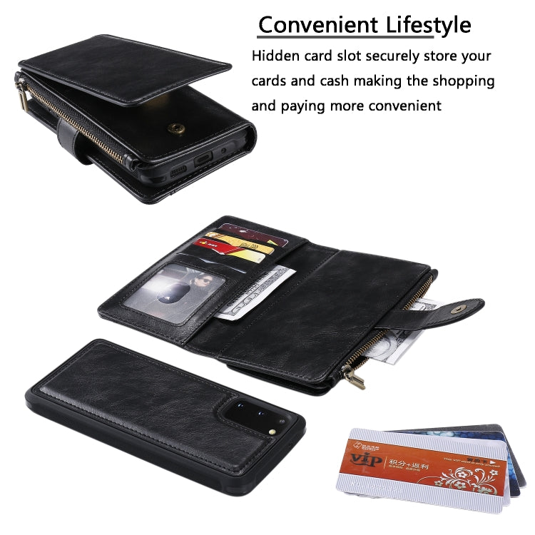 For Galaxy S20 Multifunctional Retro Detachable Magnetic Horizontal Flip Leather Case with Card Slots & Holder & Wallet & Photo Frame(Black) - Galaxy Phone Cases by buy2fix | Online Shopping UK | buy2fix
