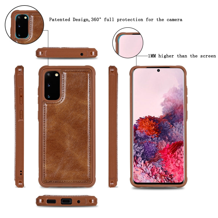 For Galaxy S20 Multifunctional Retro Detachable Magnetic Horizontal Flip Leather Case with Card Slots & Holder & Wallet & Photo Frame(Brown) - Galaxy Phone Cases by buy2fix | Online Shopping UK | buy2fix