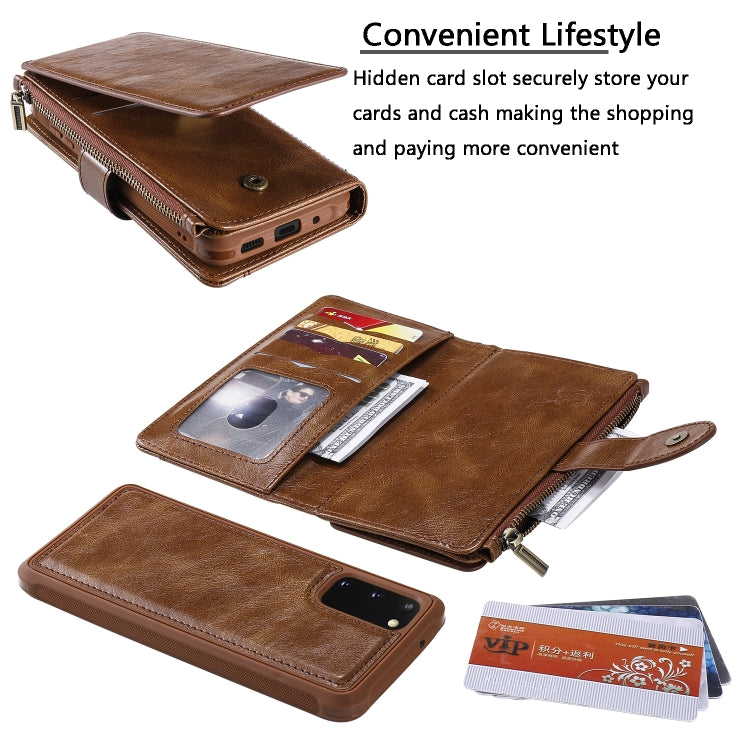 For Galaxy S20 Multifunctional Retro Detachable Magnetic Horizontal Flip Leather Case with Card Slots & Holder & Wallet & Photo Frame(Brown) - Galaxy Phone Cases by buy2fix | Online Shopping UK | buy2fix