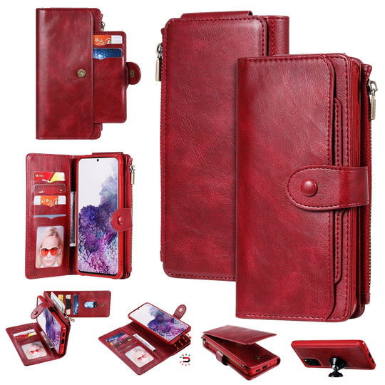 For Galaxy S20 Plus Multifunctional Retro Detachable Magnetic Horizontal Flip Leather Case with Card Slots & Holder & Wallet & Photo Frame(Red)