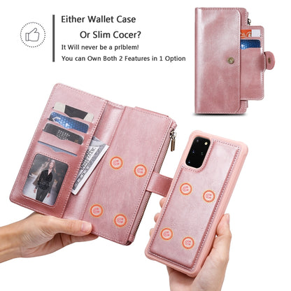 For Galaxy S20 Plus Multifunctional Retro Detachable Magnetic Horizontal Flip Leather Case with Card Slots & Holder & Wallet & Photo Frame(Pink) - Galaxy Phone Cases by buy2fix | Online Shopping UK | buy2fix