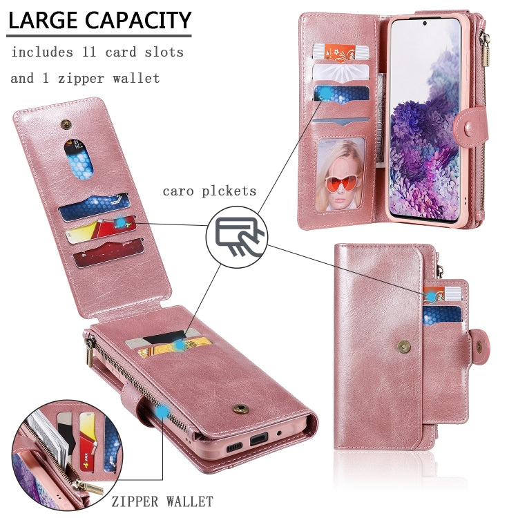 For Galaxy S20 Plus Multifunctional Retro Detachable Magnetic Horizontal Flip Leather Case with Card Slots & Holder & Wallet & Photo Frame(Pink) - Galaxy Phone Cases by buy2fix | Online Shopping UK | buy2fix