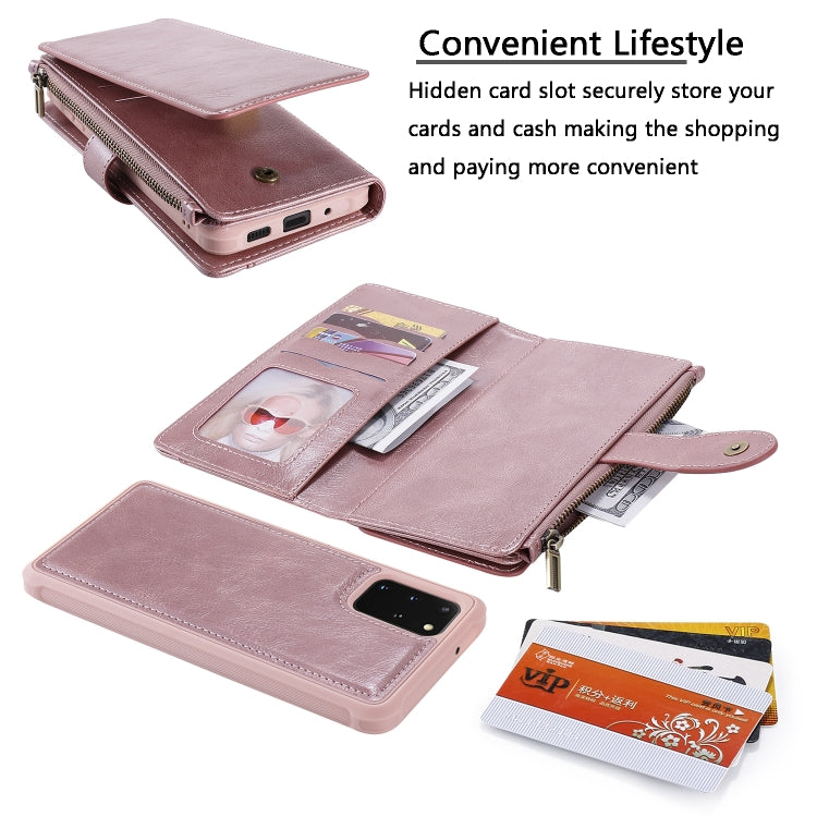 For Galaxy S20 Plus Multifunctional Retro Detachable Magnetic Horizontal Flip Leather Case with Card Slots & Holder & Wallet & Photo Frame(Pink) - Galaxy Phone Cases by buy2fix | Online Shopping UK | buy2fix