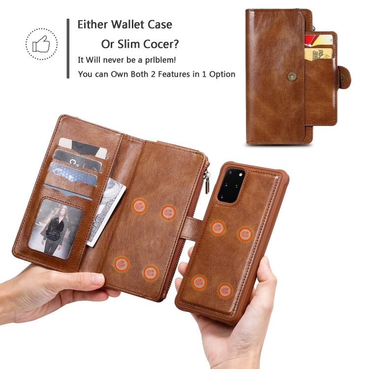 For Galaxy S20 Plus Multifunctional Retro Detachable Magnetic Horizontal Flip Leather Case with Card Slots & Holder & Wallet & Photo Frame(Brown) - Galaxy Phone Cases by buy2fix | Online Shopping UK | buy2fix