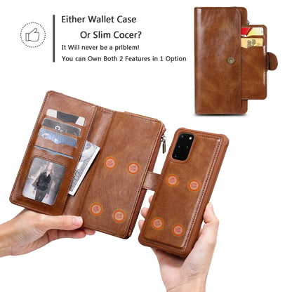 For Galaxy S20 Plus Multifunctional Retro Detachable Magnetic Horizontal Flip Leather Case with Card Slots & Holder & Wallet & Photo Frame(Brown) - Galaxy Phone Cases by buy2fix | Online Shopping UK | buy2fix
