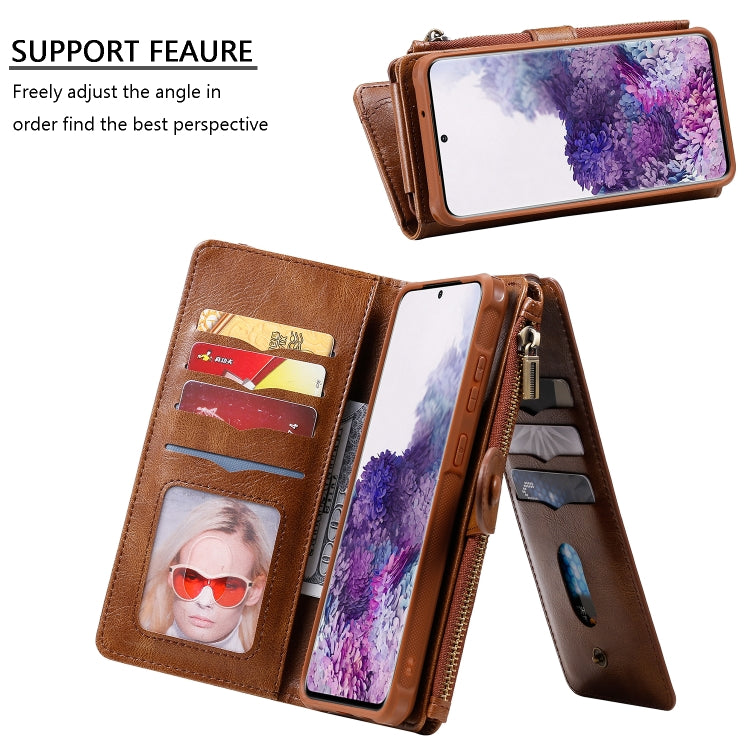 For Galaxy S20 Plus Multifunctional Retro Detachable Magnetic Horizontal Flip Leather Case with Card Slots & Holder & Wallet & Photo Frame(Brown) - Galaxy Phone Cases by buy2fix | Online Shopping UK | buy2fix