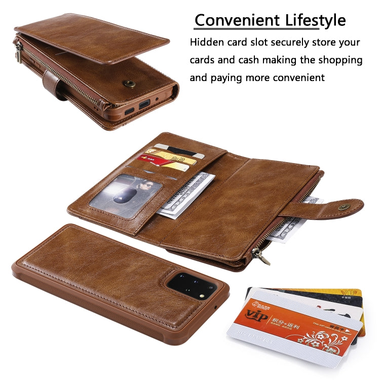 For Galaxy S20 Plus Multifunctional Retro Detachable Magnetic Horizontal Flip Leather Case with Card Slots & Holder & Wallet & Photo Frame(Brown) - Galaxy Phone Cases by buy2fix | Online Shopping UK | buy2fix