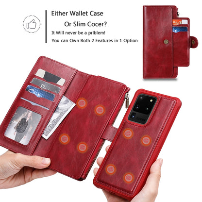 For Galaxy S20 Ultra Multifunctional Retro Detachable Magnetic Horizontal Flip Leather Case with Card Slots & Holder & Wallet & Photo Frame(Red) - Galaxy Phone Cases by buy2fix | Online Shopping UK | buy2fix