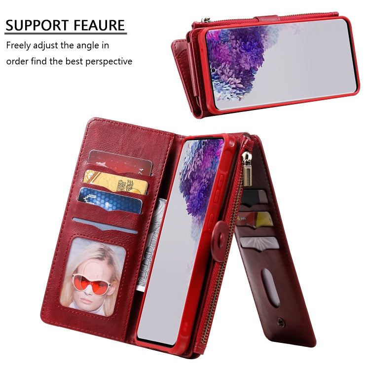 For Galaxy S20 Ultra Multifunctional Retro Detachable Magnetic Horizontal Flip Leather Case with Card Slots & Holder & Wallet & Photo Frame(Red) - Galaxy Phone Cases by buy2fix | Online Shopping UK | buy2fix