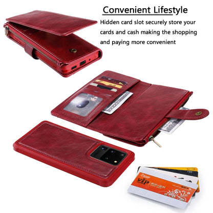 For Galaxy S20 Ultra Multifunctional Retro Detachable Magnetic Horizontal Flip Leather Case with Card Slots & Holder & Wallet & Photo Frame(Red) - Galaxy Phone Cases by buy2fix | Online Shopping UK | buy2fix