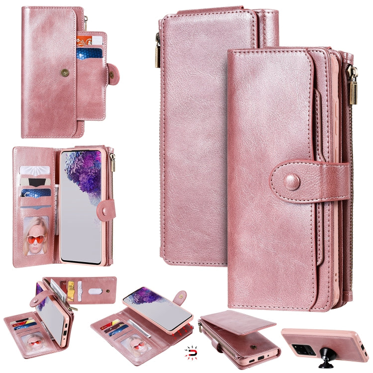 For Galaxy S20 Ultra Multifunctional Retro Detachable Magnetic Horizontal Flip Leather Case with Card Slots & Holder & Wallet & Photo Frame(Pink) - Galaxy Phone Cases by buy2fix | Online Shopping UK | buy2fix
