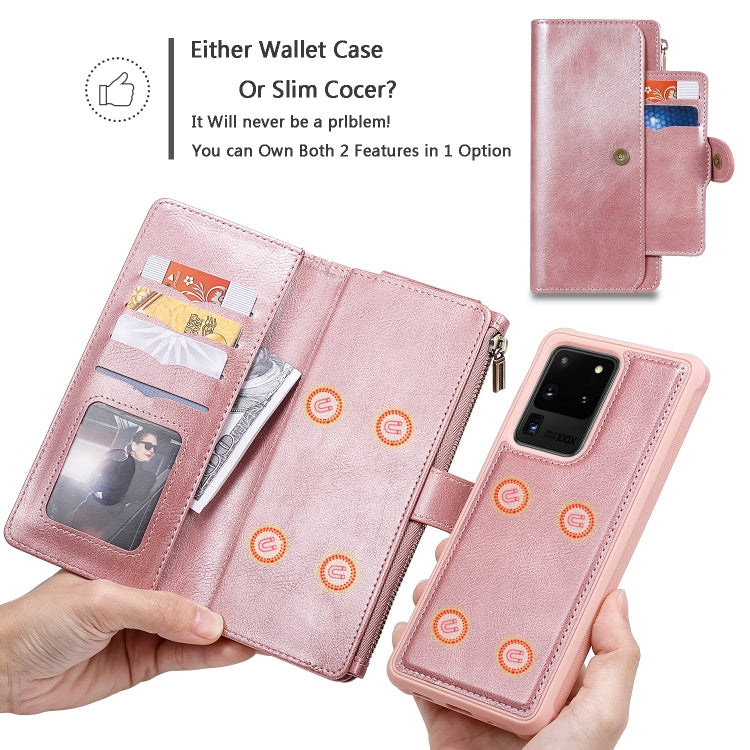 For Galaxy S20 Ultra Multifunctional Retro Detachable Magnetic Horizontal Flip Leather Case with Card Slots & Holder & Wallet & Photo Frame(Pink) - Galaxy Phone Cases by buy2fix | Online Shopping UK | buy2fix