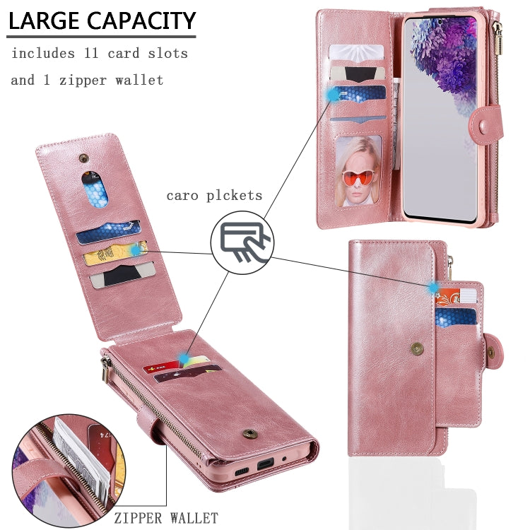 For Galaxy S20 Ultra Multifunctional Retro Detachable Magnetic Horizontal Flip Leather Case with Card Slots & Holder & Wallet & Photo Frame(Pink) - Galaxy Phone Cases by buy2fix | Online Shopping UK | buy2fix