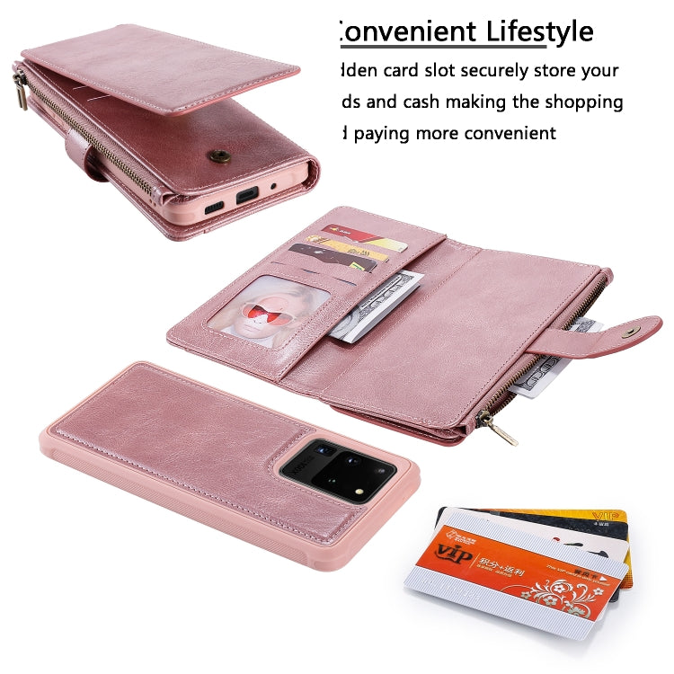 For Galaxy S20 Ultra Multifunctional Retro Detachable Magnetic Horizontal Flip Leather Case with Card Slots & Holder & Wallet & Photo Frame(Pink) - Galaxy Phone Cases by buy2fix | Online Shopping UK | buy2fix