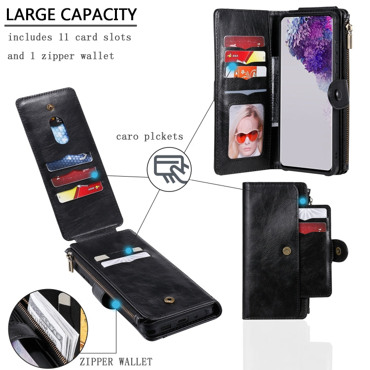 For Galaxy S20 Ultra Multifunctional Retro Detachable Magnetic Horizontal Flip Leather Case with Card Slots & Holder & Wallet & Photo Frame(Black) - Galaxy Phone Cases by buy2fix | Online Shopping UK | buy2fix