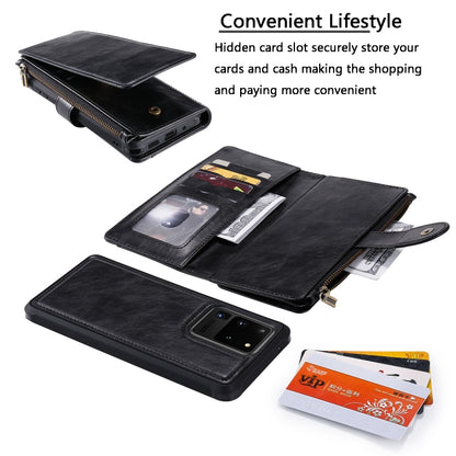 For Galaxy S20 Ultra Multifunctional Retro Detachable Magnetic Horizontal Flip Leather Case with Card Slots & Holder & Wallet & Photo Frame(Black) - Galaxy Phone Cases by buy2fix | Online Shopping UK | buy2fix