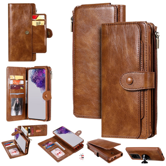 For Galaxy S20 Ultra Multifunctional Retro Detachable Magnetic Horizontal Flip Leather Case with Card Slots & Holder & Wallet & Photo Frame(Brown) - Galaxy Phone Cases by buy2fix | Online Shopping UK | buy2fix