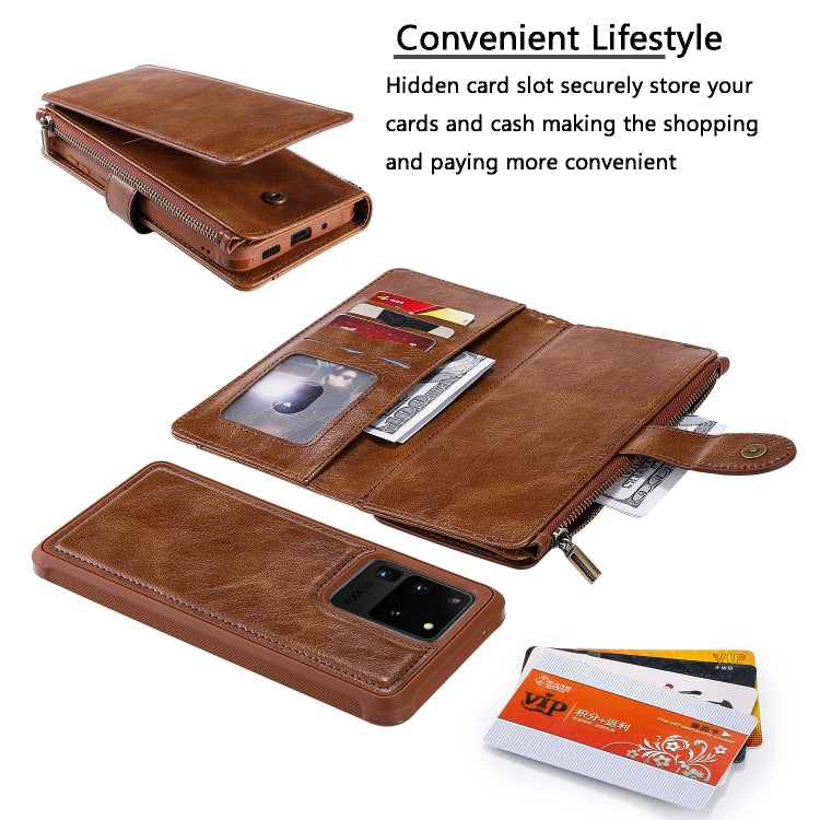 For Galaxy S20 Ultra Multifunctional Retro Detachable Magnetic Horizontal Flip Leather Case with Card Slots & Holder & Wallet & Photo Frame(Brown) - Galaxy Phone Cases by buy2fix | Online Shopping UK | buy2fix