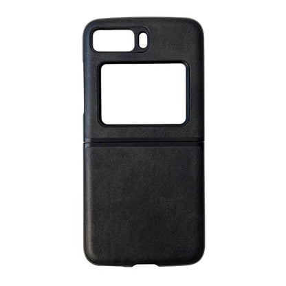 For Motorola Moto Razr 2022 Two-color Cowhide Texture Top-grain Leather Phone Case(Black) by buy2fix