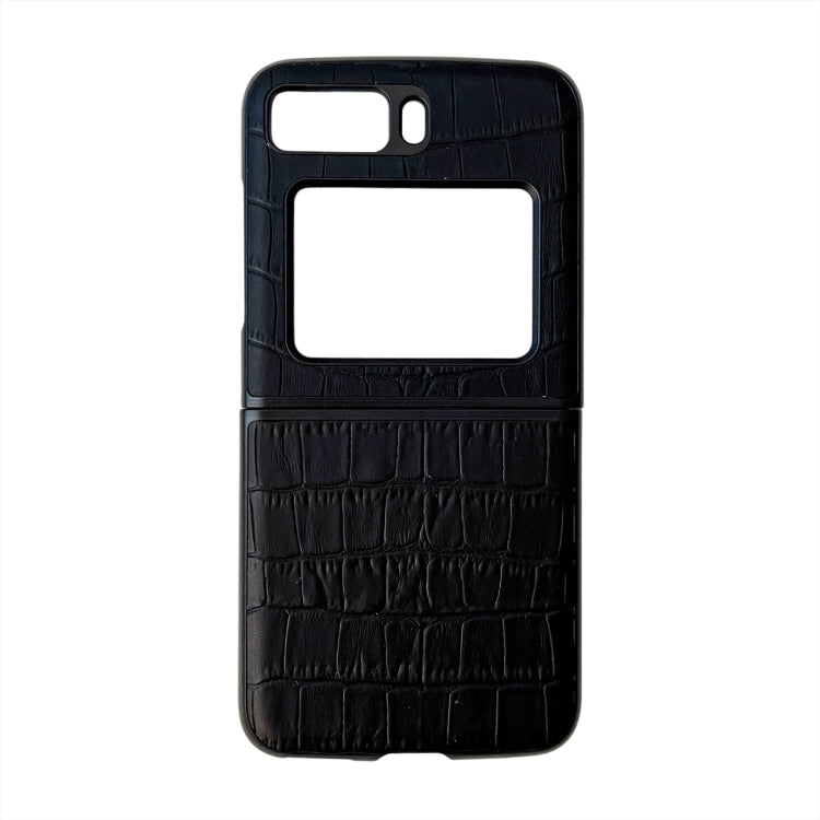 For Motorola Moto Razr 2022 Crocodile Texture Genuine Leather Phone Case(Black) by buy2fix