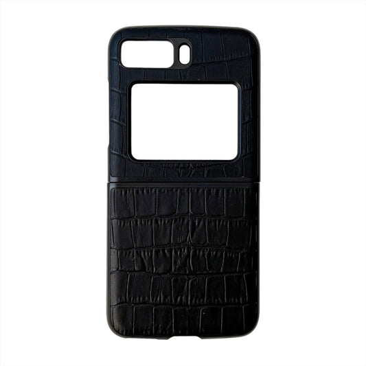 For Motorola Moto Razr 2022 Crocodile Texture Genuine Leather Phone Case(Black) by buy2fix