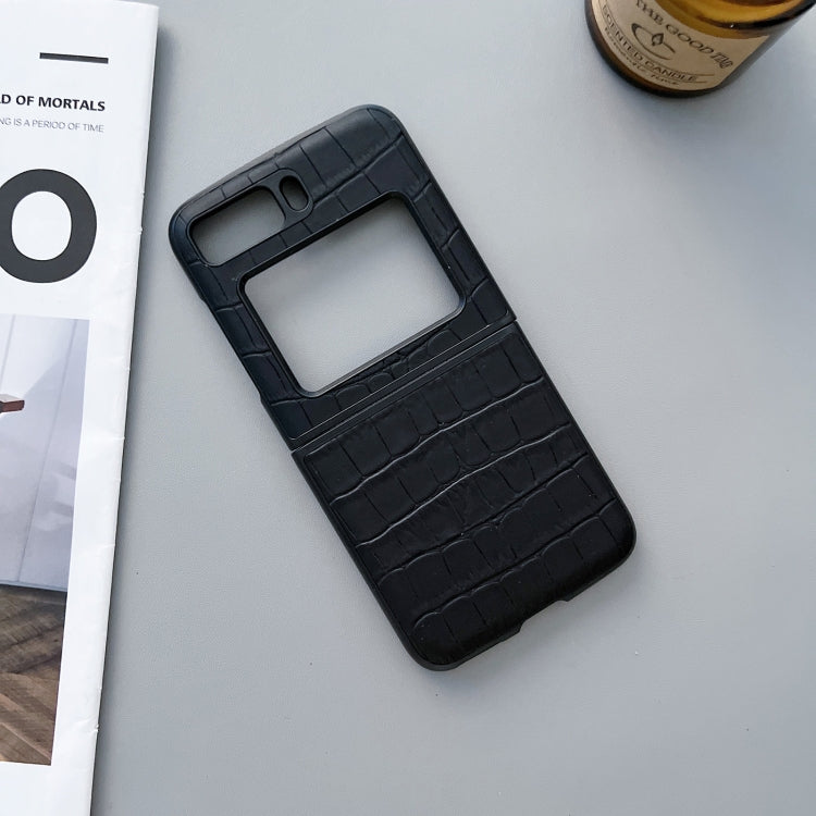 For Motorola Moto Razr 2022 Crocodile Texture Genuine Leather Phone Case(Black) by buy2fix