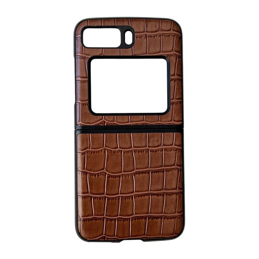 For Motorola Moto Razr 2022 Crocodile Texture Genuine Leather Phone Case(Brown) - Motorola Cases by buy2fix | Online Shopping UK | buy2fix