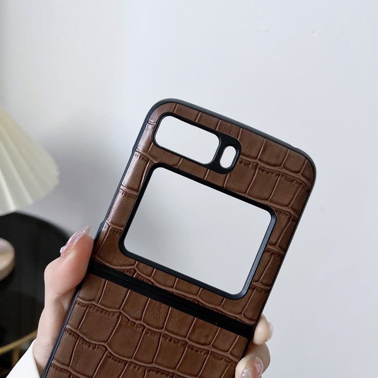 For Motorola Moto Razr 2022 Crocodile Texture Genuine Leather Phone Case(Blue) - Motorola Cases by buy2fix | Online Shopping UK | buy2fix