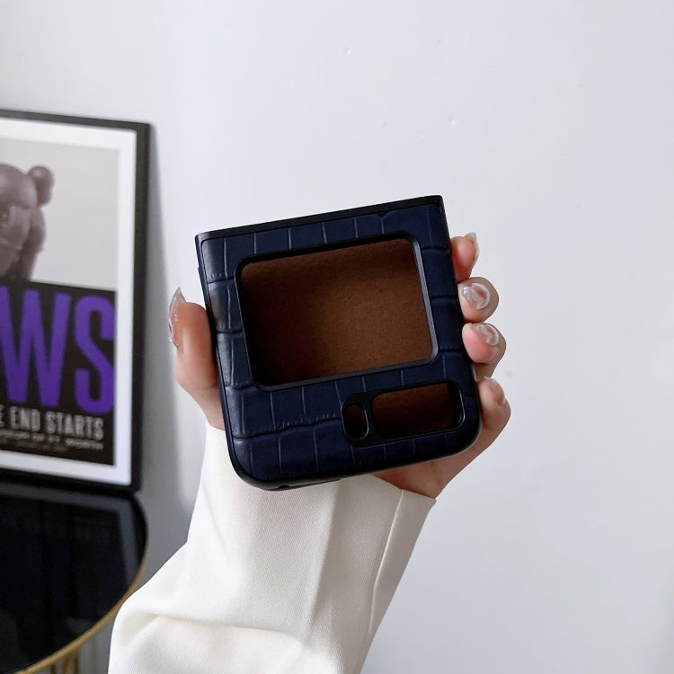 For Motorola Moto Razr 2022 Crocodile Texture Genuine Leather Phone Case(Black) by buy2fix