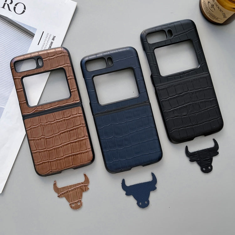 For Motorola Moto Razr 2022 Crocodile Texture Genuine Leather Phone Case(Brown) - Motorola Cases by buy2fix | Online Shopping UK | buy2fix