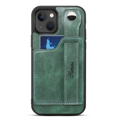 For iPhone 14 Suteni 215 Wrist Strap PU Phone Case(Green) - iPhone 14 Cases by Suteni | Online Shopping UK | buy2fix