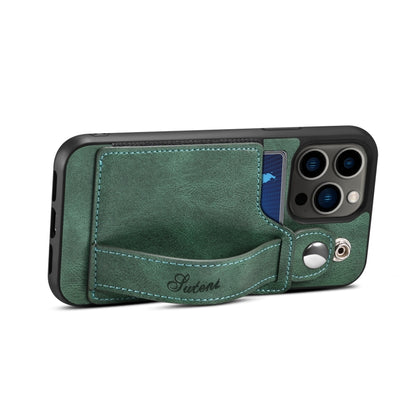 For iPhone 14 Pro Max Suteni 215 Wrist Strap PU Phone Case(Green) - iPhone 14 Pro Max Cases by Suteni | Online Shopping UK | buy2fix