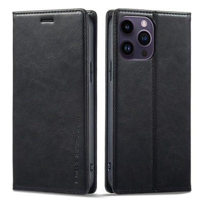 For iPhone 14 Pro LC.IMEEKE RFID Anti-theft Leather Phone Case(Black) - iPhone 14 Pro Cases by LC.IMEEKE | Online Shopping UK | buy2fix