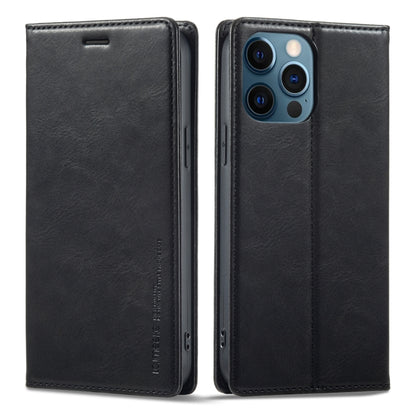 For iPhone 12 Pro/12 LC.IMEEKE RFID Anti-theft Leather Phone Case(Black) - iPhone 12 / 12 Pro Cases by LC.IMEEKE | Online Shopping UK | buy2fix