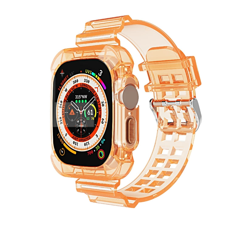 For Apple Watch Ultra 49mm Glacier Transparent TPU Integrated Watch Band(Orange) by buy2fix
