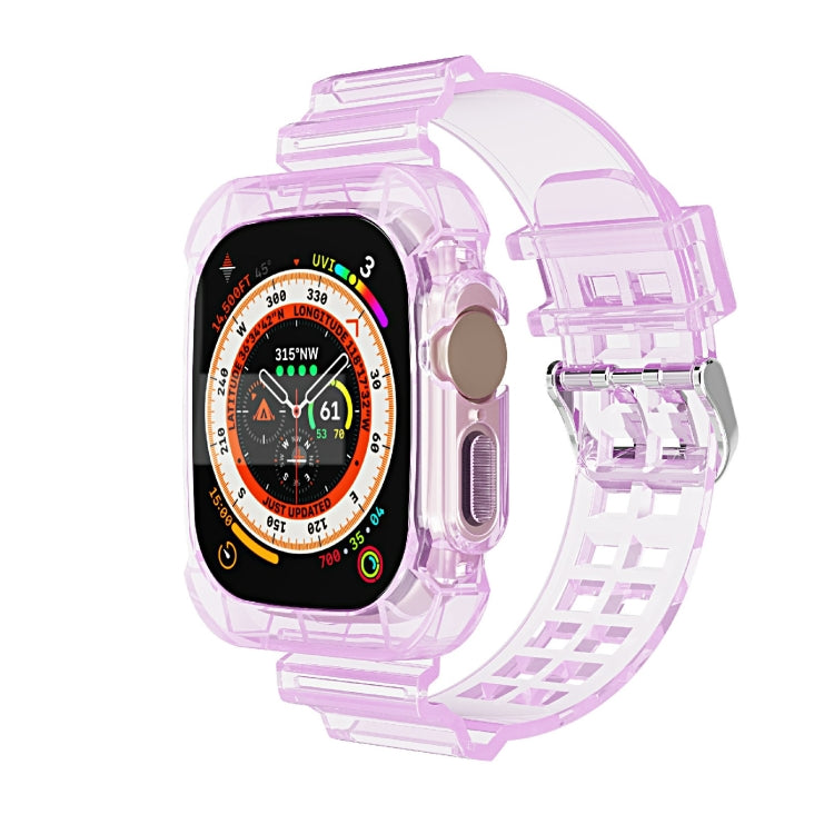 For Apple Watch Ultra 49mm Glacier Transparent TPU Integrated Watch Band(Purple) by buy2fix