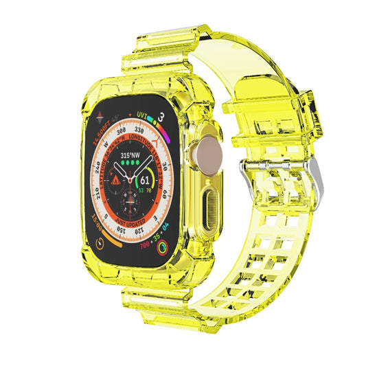 For Apple Watch Ultra 49mm Glacier Transparent TPU Integrated Watch Band(Yellow) by buy2fix