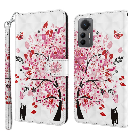For Xiaomi 12 Lite 4G/5G 3D Painting Pattern TPU + PU Leather Phone Case(Cat Under The Tree)