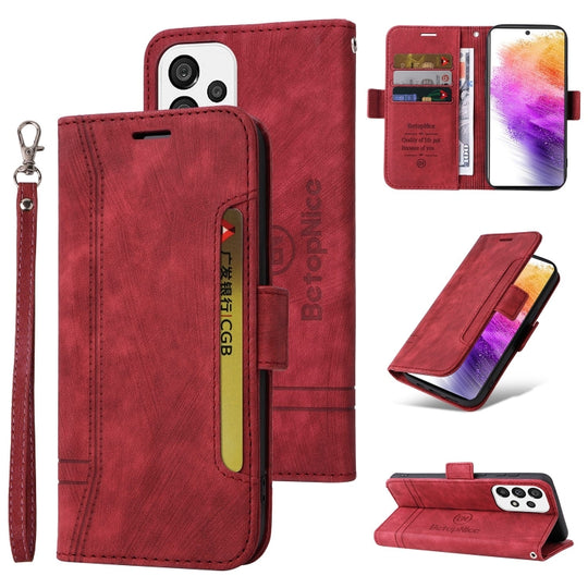 For Samsung Galaxy A73 5G BETOPNICE Dual-side Buckle Leather Phone Case(Red)