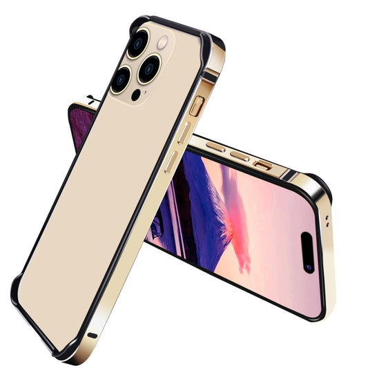 For iPhone 14 Pro Max TPU + Aluminum Alloy Frame Phone Case(Gold) - iPhone 14 Pro Max Cases by buy2fix | Online Shopping UK | buy2fix