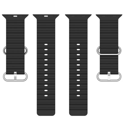 Ocean Silicone Watch Band for Apple Watch Series 9&8&7 41mm / SE 3&SE 2&6&SE&5&4 40mm / 3&2&1 38mm(Black) by buy2fix
