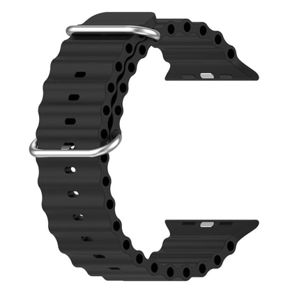 Ocean Silicone Watch Band for Apple Watch Series 9&8&7 41mm / SE 3&SE 2&6&SE&5&4 40mm / 3&2&1 38mm(Black) by buy2fix