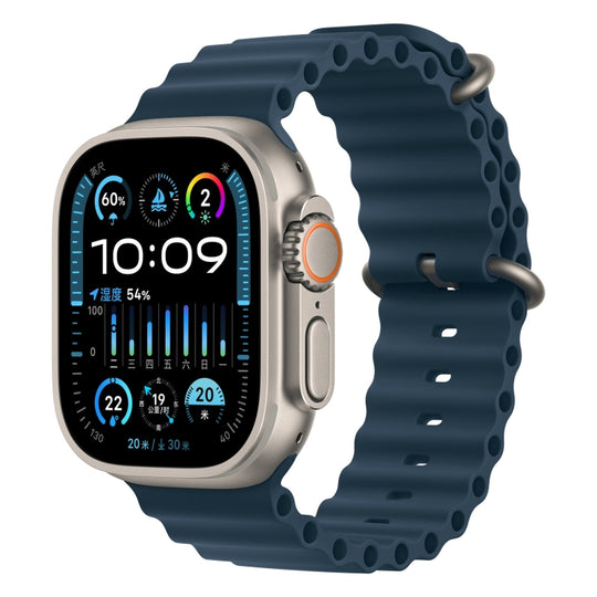 Ocean Silicone Watch Band for Apple Watch Series 9&8&7 41mm / SE 3& SE 2&6&SE&5&4 40mm / 3&2&1 38mm (Blue)