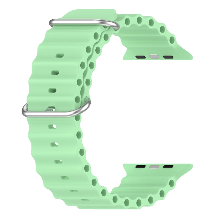 Ocean Silicone Watch Band for Apple Watch Series 8&7 41mm / SE 2&6&SE&5&4 40mm / 3&2&1 38mm (Pistachio Green) by buy2fix