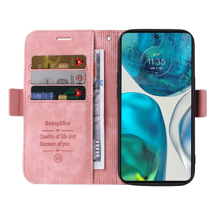For Motorola Moto G52 / G82 BETOPNICE Dual-side Buckle Leather Phone Case(Pink) - Motorola Cases by BETOPNICE | Online Shopping UK | buy2fix