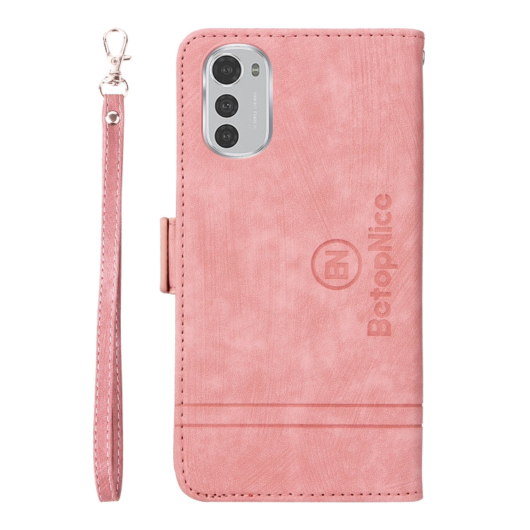 For Motorola Moto E32 BETOPNICE Dual-side Buckle Leather Phone Case(Pink) - Motorola Cases by BETOPNICE | Online Shopping UK | buy2fix
